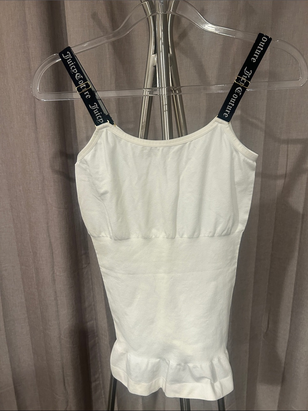Juicy Couture off White Camisole with Black Branded Straps